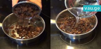 მან წყალი და ქიშმიში ერთმანეთს შეურია. ნაზავი, რომელიც ძალიან ბევრ ადამიანს ჭირდება