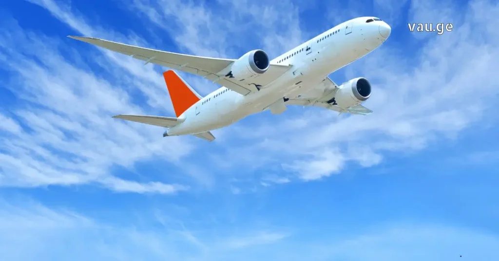 View of an airplane wing flying above white clouds during sunset