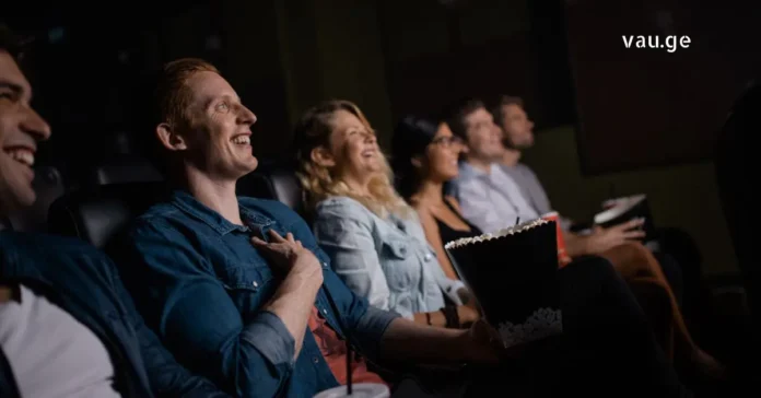 Watching Movies in Georgian Language Movies in Georgian cinema theater seats and popcorn