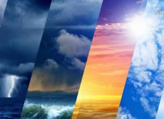 ამინდი და მოგზაურობა: როგორ ვაქციოთ პროგნოზი ჩვენს მოკავშირედ A split screen showing a sunny tropical beach vs a rainy European city street