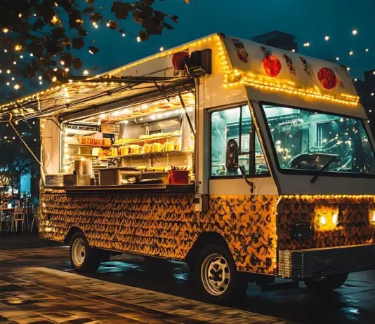 კულინარიული მოგზაურობა: ვინც სამყაროს გემოებით შეიმეცნებს A traveler enjoying local traditional dishes at an outdoor cafe with a map and passport on the table.