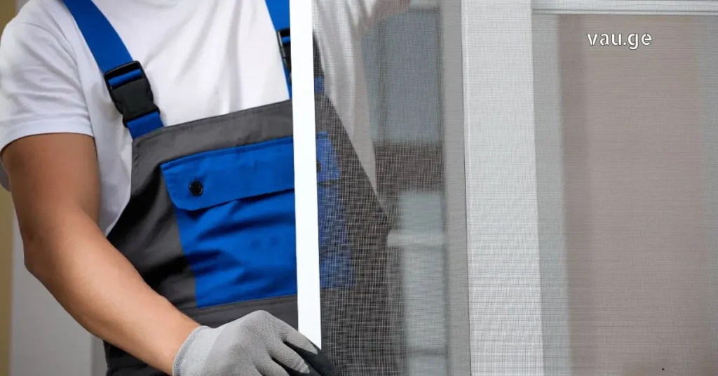 Professional installation of durable insect protection mesh on a modern window frame