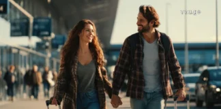 საუკეთესო ადგილები წყვილთან ერთად სამოგზაუროდ A happy young couple holding hands and pulling suitcases while walking through an airport terminal.