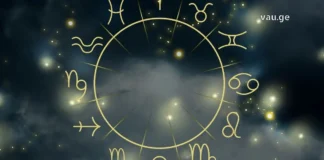2026 წლის ასტროლოგიური პროგნოზი: დიდი ცვლილებებისა და ახალი შესაძლებლობების წელი Zodiac wheel with astrology signs on a starry night sky background.