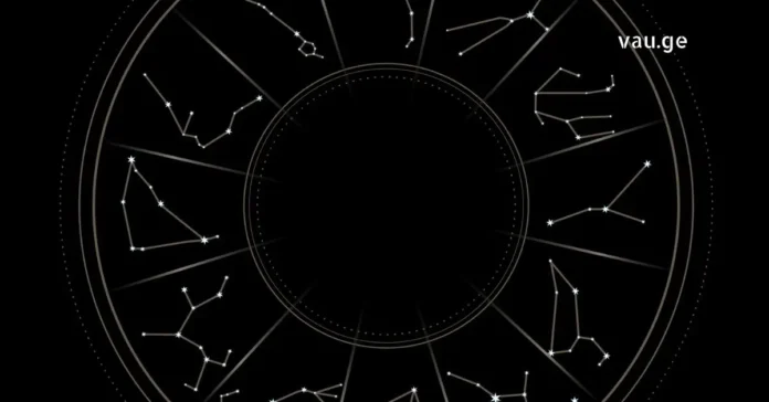 ასტროლოგიური ჰოროსკოპის რგოლი ზოდიაქოს ნიშნების თანავარსკვლავედებით